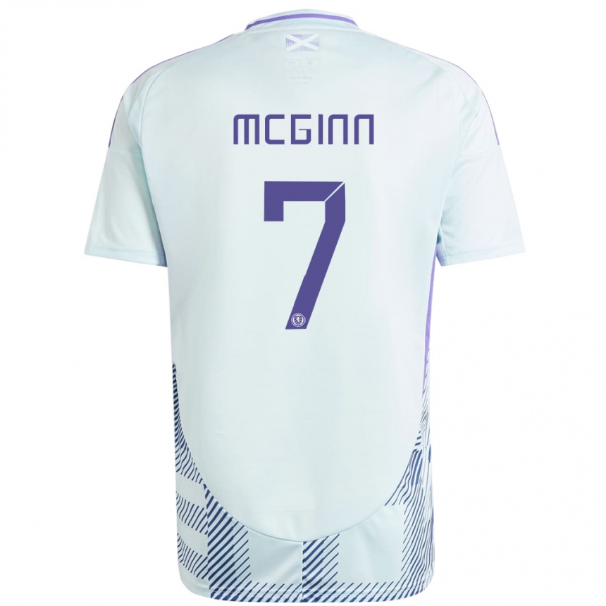 Niño Fútbol Camiseta Escocia John Mcginn #7 Azul Menta Claro 2ª Equipación 24-26 México