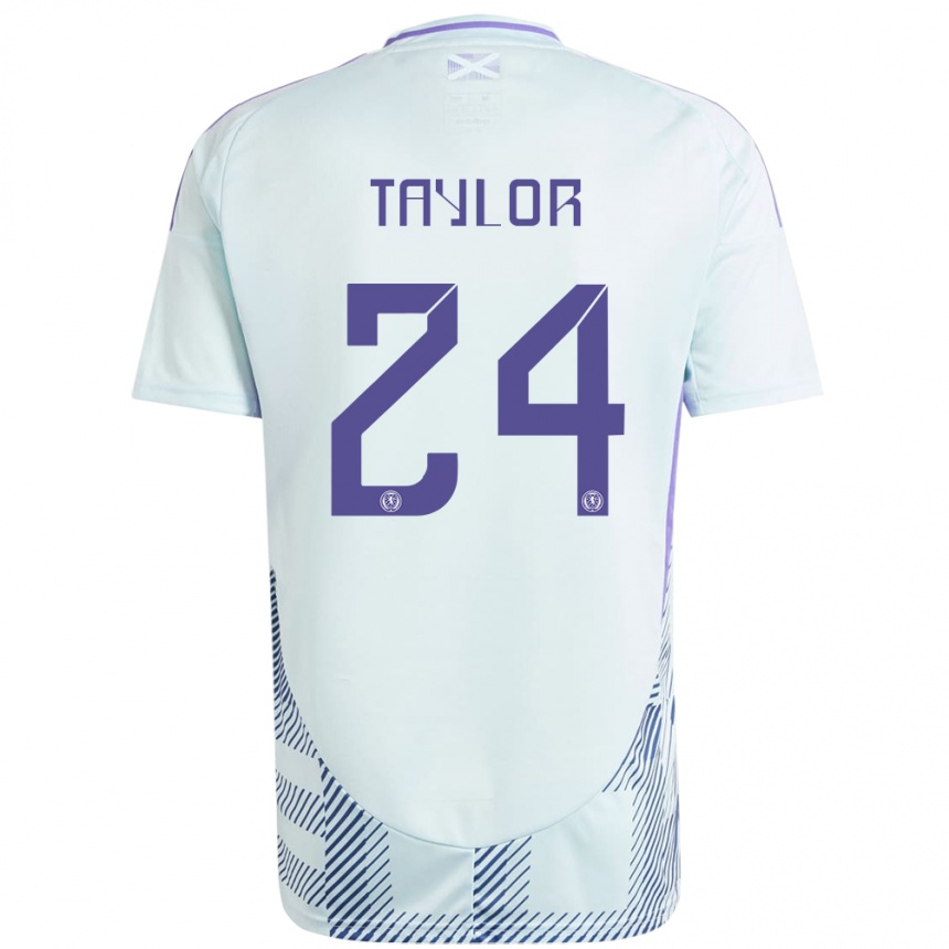 Niño Fútbol Camiseta Escocia Greg Taylor #24 Azul Menta Claro 2ª Equipación 24-26 México