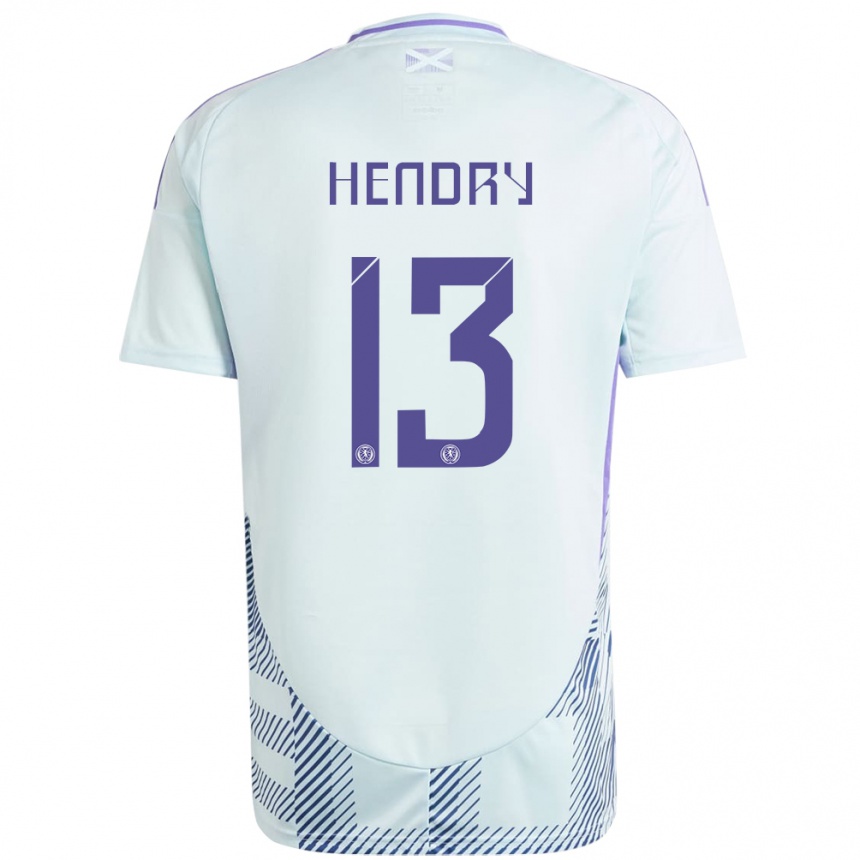 Niño Fútbol Camiseta Escocia Jack Hendry #13 Azul Menta Claro 2ª Equipación 24-26 México