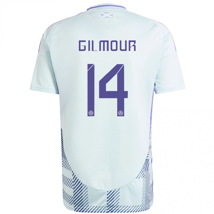 Niño Fútbol Camiseta Escocia Billy Gilmour #14 Azul Menta Claro 2ª Equipación 24-26 México