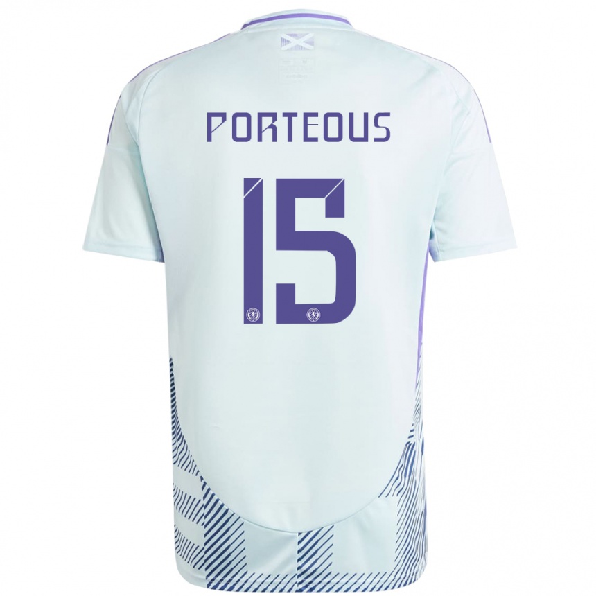 Niño Fútbol Camiseta Escocia Ryan Porteous #15 Azul Menta Claro 2ª Equipación 24-26 México