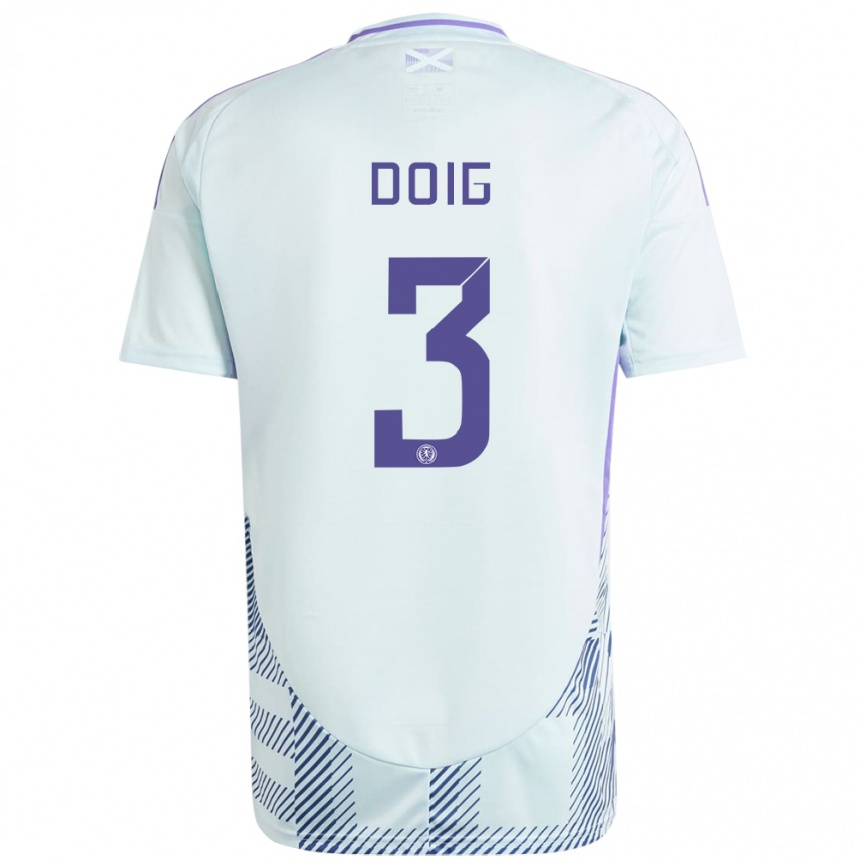 Niño Fútbol Camiseta Escocia Josh Doig #3 Azul Menta Claro 2ª Equipación 24-26 México