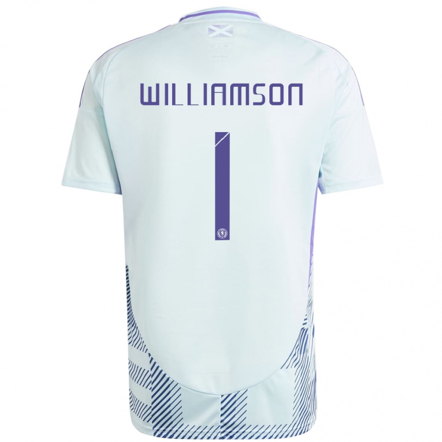 Niño Fútbol Camiseta Escocia Woody Williamson #1 Azul Menta Claro 2ª Equipación 24-26 México