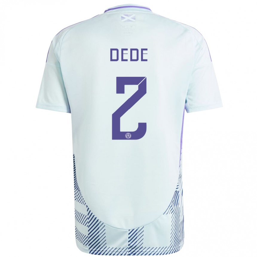 Niño Fútbol Camiseta Escocia Josh Dede #2 Azul Menta Claro 2ª Equipación 24-26 México