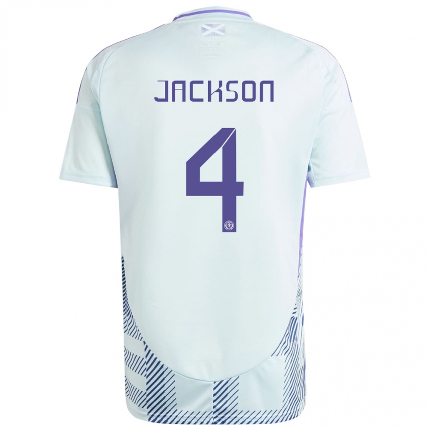 Niño Fútbol Camiseta Escocia Louis Jackson #4 Azul Menta Claro 2ª Equipación 24-26 México