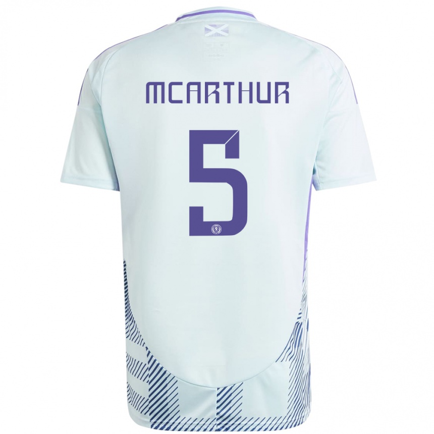 Niño Fútbol Camiseta Escocia Charlie Mcarthur #5 Azul Menta Claro 2ª Equipación 24-26 México