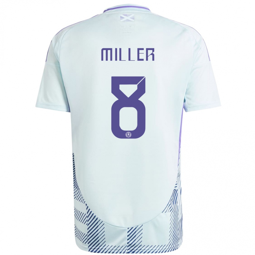 Niño Fútbol Camiseta Escocia Lennon Miller #8 Azul Menta Claro 2ª Equipación 24-26 México