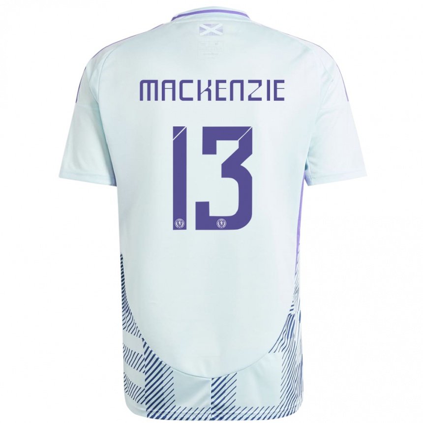 Niño Fútbol Camiseta Escocia Zander Mackenzie #13 Azul Menta Claro 2ª Equipación 24-26 México