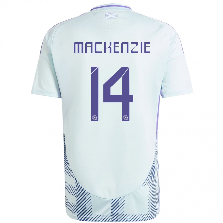 Niño Fútbol Camiseta Escocia Magnus Mackenzie #14 Azul Menta Claro 2ª Equipación 24-26 México