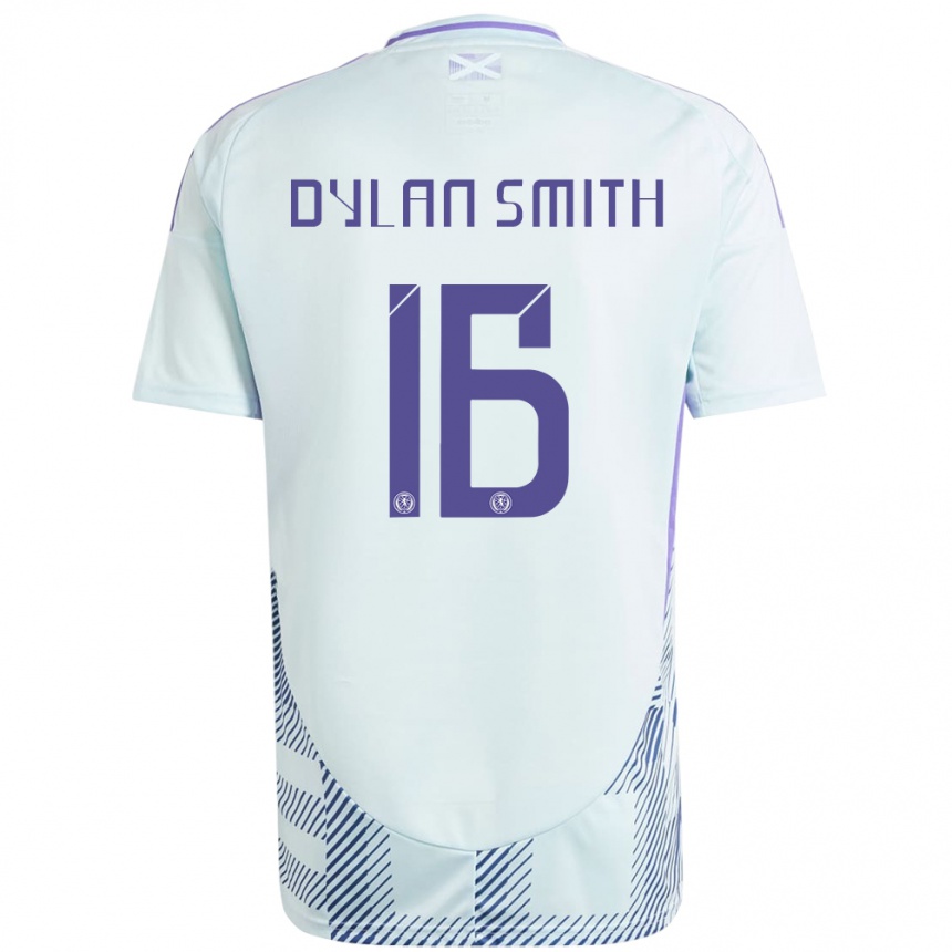 Niño Fútbol Camiseta Escocia Dylan Smith #16 Azul Menta Claro 2ª Equipación 24-26 México