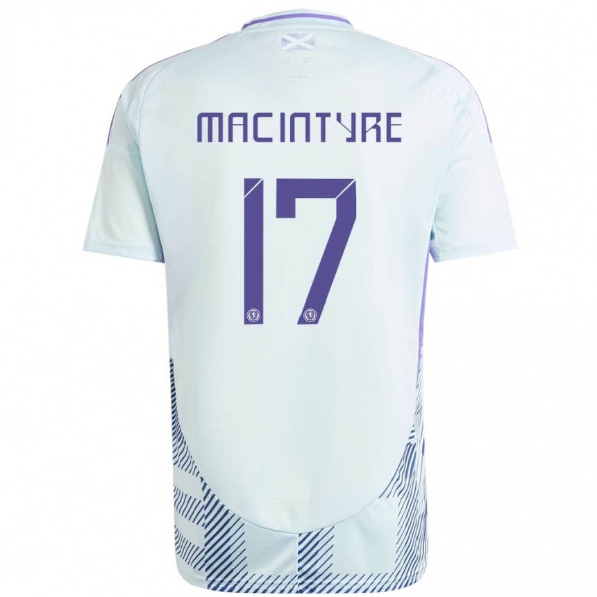 Niño Fútbol Camiseta Escocia Jacob Macintyre #17 Azul Menta Claro 2ª Equipación 24-26 México