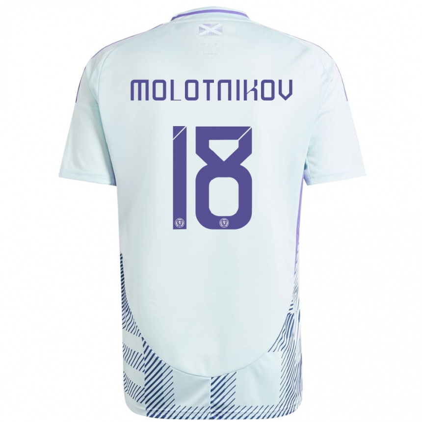 Niño Fútbol Camiseta Escocia Rudi Molotnikov #18 Azul Menta Claro 2ª Equipación 24-26 México