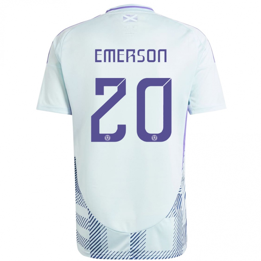 Niño Fútbol Camiseta Escocia Johnny Emerson #20 Azul Menta Claro 2ª Equipación 24-26 México