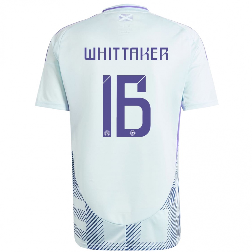 Niño Fútbol Camiseta Escocia Rory Whittaker #16 Azul Menta Claro 2ª Equipación 24-26 México