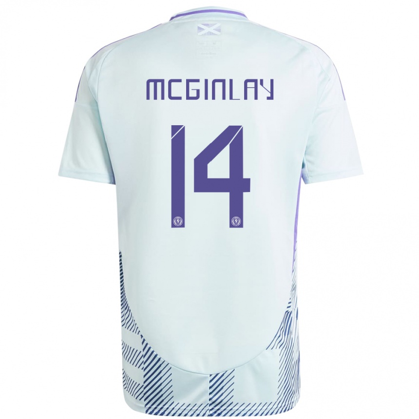 Niño Fútbol Camiseta Escocia Aiden Mcginlay #14 Azul Menta Claro 2ª Equipación 24-26 México