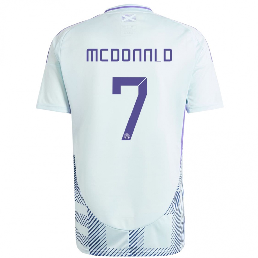 Niño Fútbol Camiseta Escocia Josh Mcdonald #7 Azul Menta Claro 2ª Equipación 24-26 México