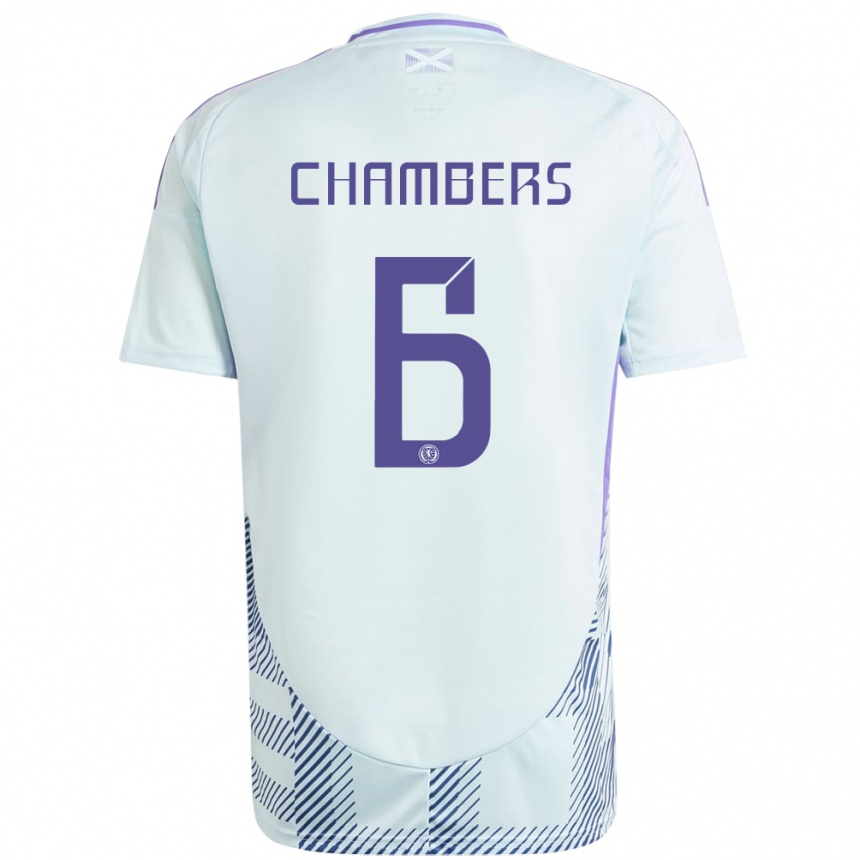 Niño Fútbol Camiseta Escocia Sam Chambers #6 Azul Menta Claro 2ª Equipación 24-26 México