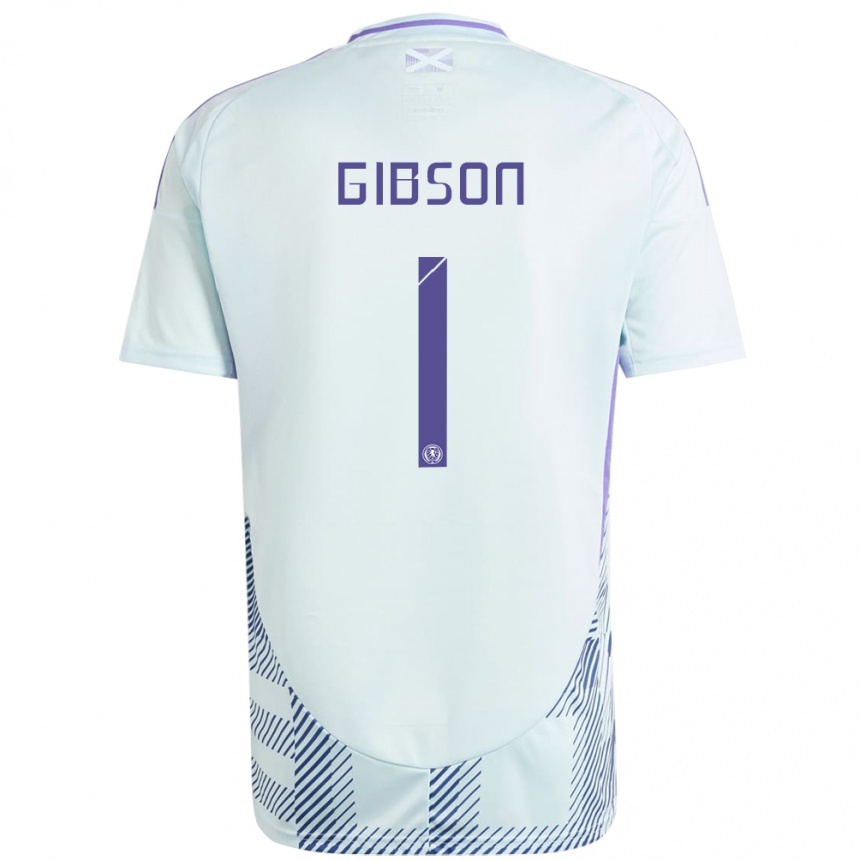 Niño Fútbol Camiseta Escocia Lee Gibson #1 Azul Menta Claro 2ª Equipación 24-26 México