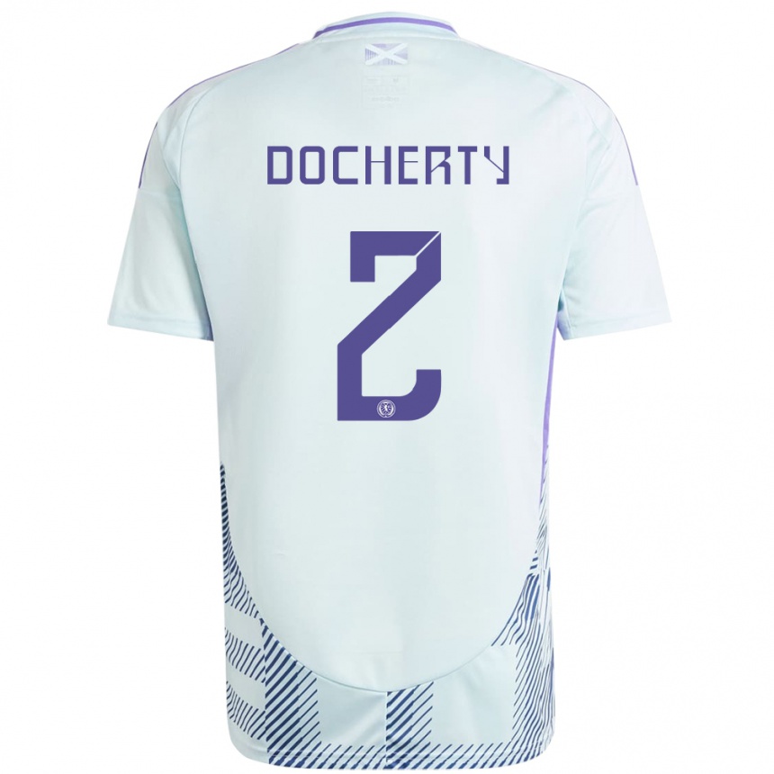 Niño Fútbol Camiseta Escocia Nicola Docherty #2 Azul Menta Claro 2ª Equipación 24-26 México