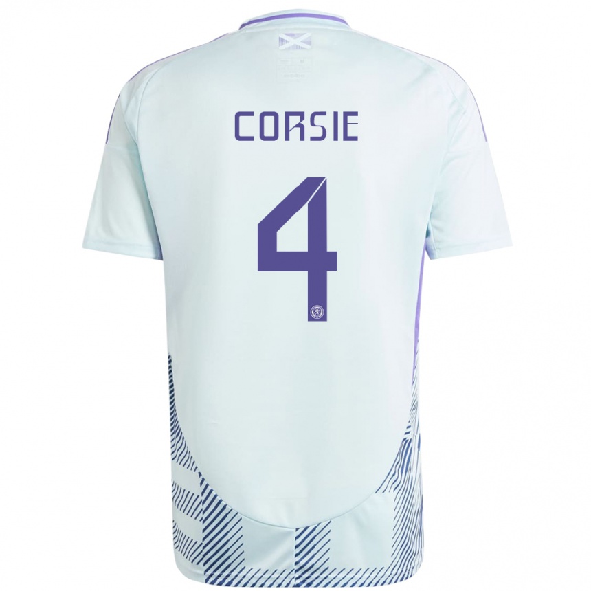 Niño Fútbol Camiseta Escocia Rachel Corsie #4 Azul Menta Claro 2ª Equipación 24-26 México