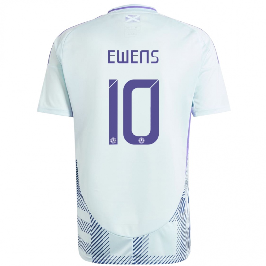 Niño Fútbol Camiseta Escocia Sarah Ewens #10 Azul Menta Claro 2ª Equipación 24-26 México