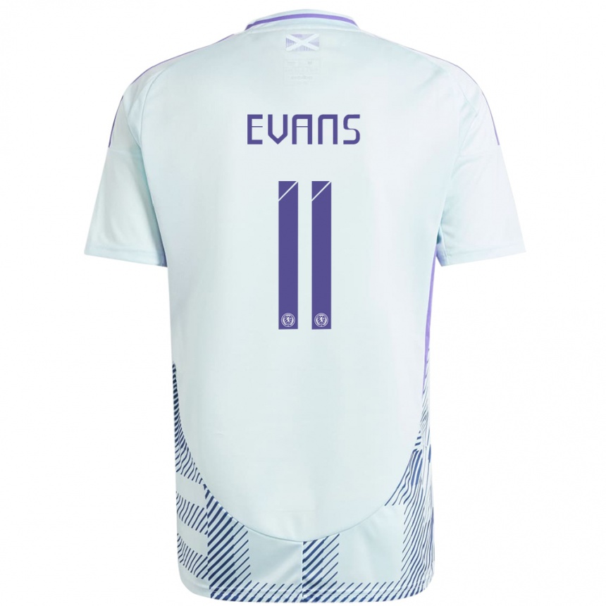 Niño Fútbol Camiseta Escocia Lisa Evans #11 Azul Menta Claro 2ª Equipación 24-26 México