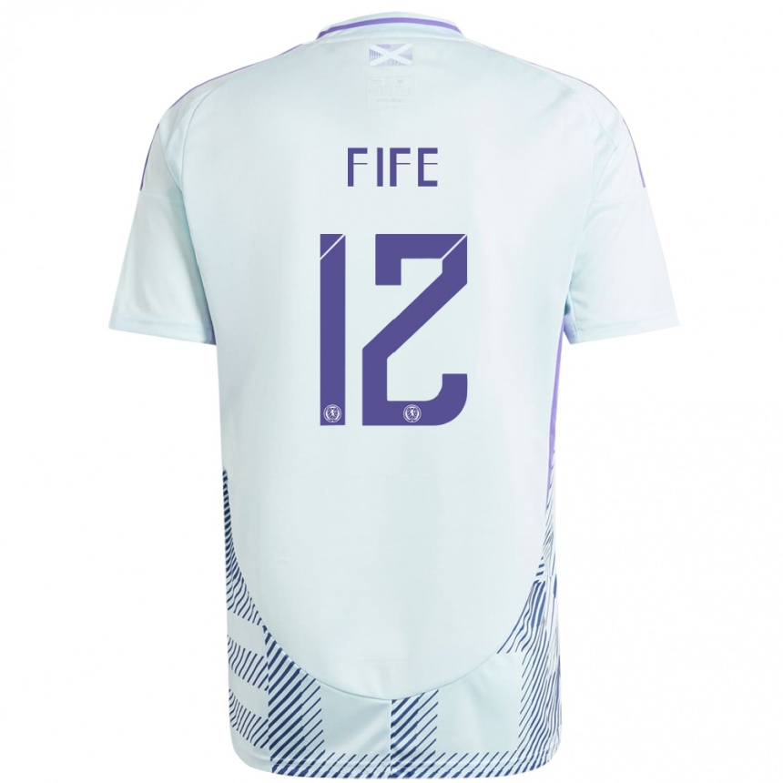 Niño Fútbol Camiseta Escocia Jenna Fife #12 Azul Menta Claro 2ª Equipación 24-26 México