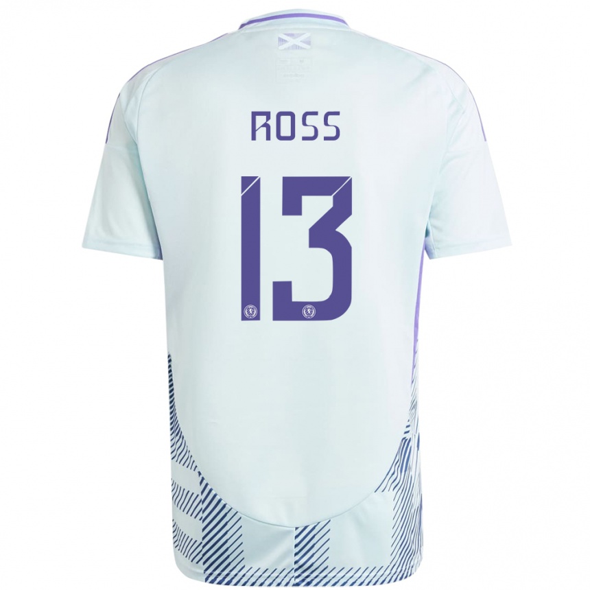 Niño Fútbol Camiseta Escocia Jane Ross #13 Azul Menta Claro 2ª Equipación 24-26 México