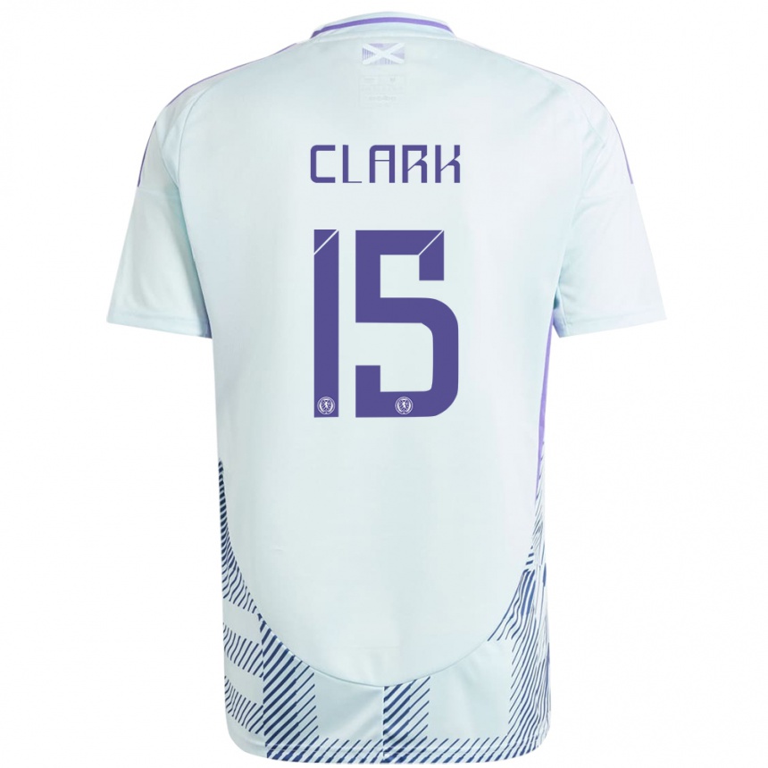 Niño Fútbol Camiseta Escocia Jenna Clark #15 Azul Menta Claro 2ª Equipación 24-26 México