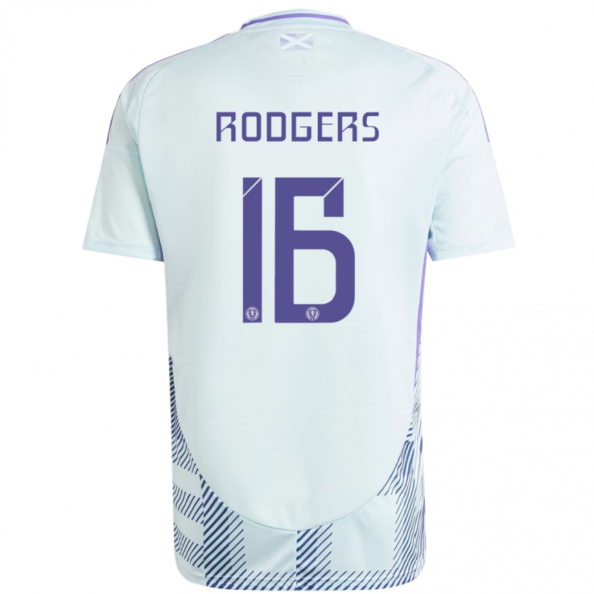 Niño Fútbol Camiseta Escocia Amy Rodgers #16 Azul Menta Claro 2ª Equipación 24-26 México