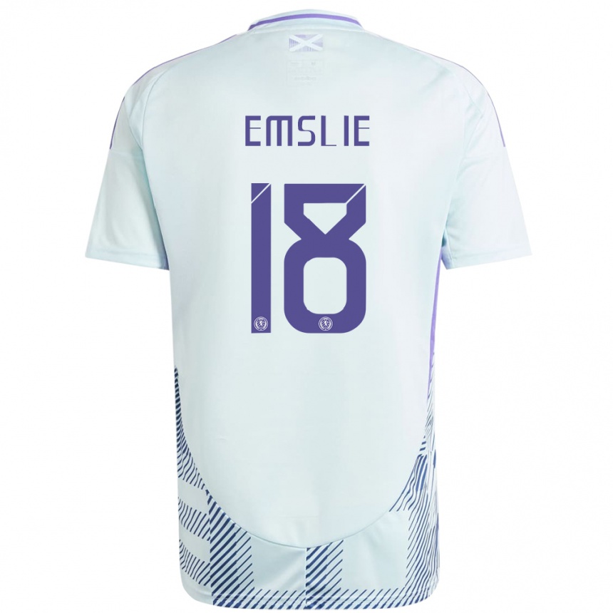 Niño Fútbol Camiseta Escocia Claire Emslie #18 Azul Menta Claro 2ª Equipación 24-26 México