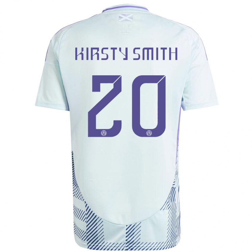 Niño Fútbol Camiseta Escocia Kirsty Smith #20 Azul Menta Claro 2ª Equipación 24-26 México