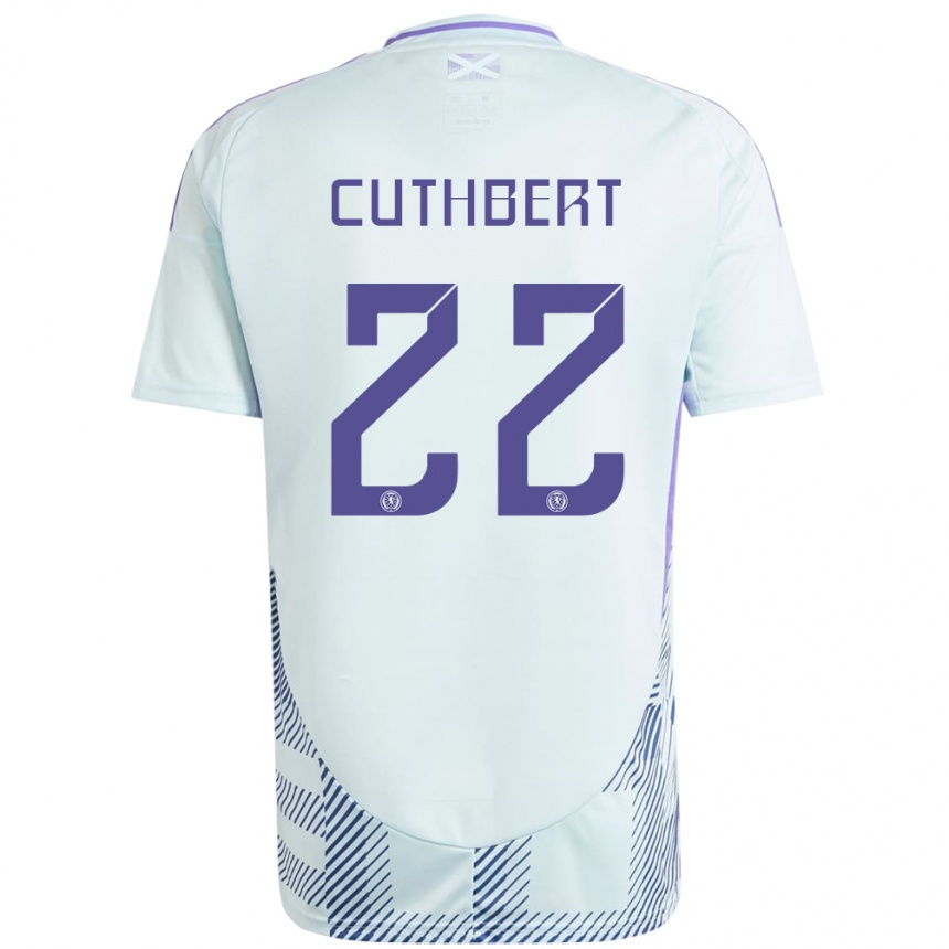 Niño Fútbol Camiseta Escocia Erin Cuthbert #22 Azul Menta Claro 2ª Equipación 24-26 México