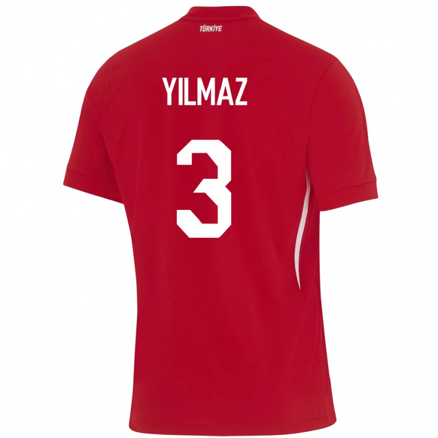 Niño Fútbol Camiseta Turquía Berkay Yılmaz #3 Rojo 2ª Equipación 24-26 México