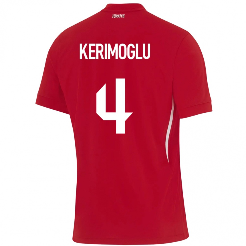 Niño Fútbol Camiseta Turquía Zeynap Kerimoğlu #4 Rojo 2ª Equipación 24-26 México