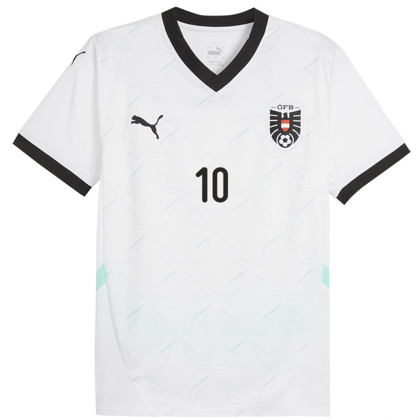 Niño Fútbol Camiseta Austria Yusuf Demir #10 Blanco 2ª Equipación 24-26 México