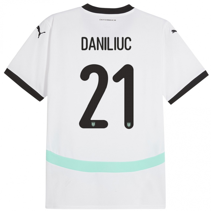 Niño Fútbol Camiseta Austria Flavius Daniliuc #21 Blanco 2ª Equipación 24-26 México