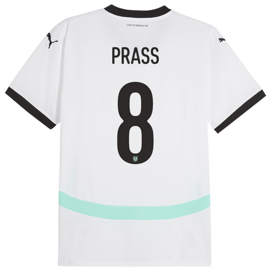 Niño Fútbol Camiseta Austria Alexander Prass #8 Blanco 2ª Equipación 24-26 México