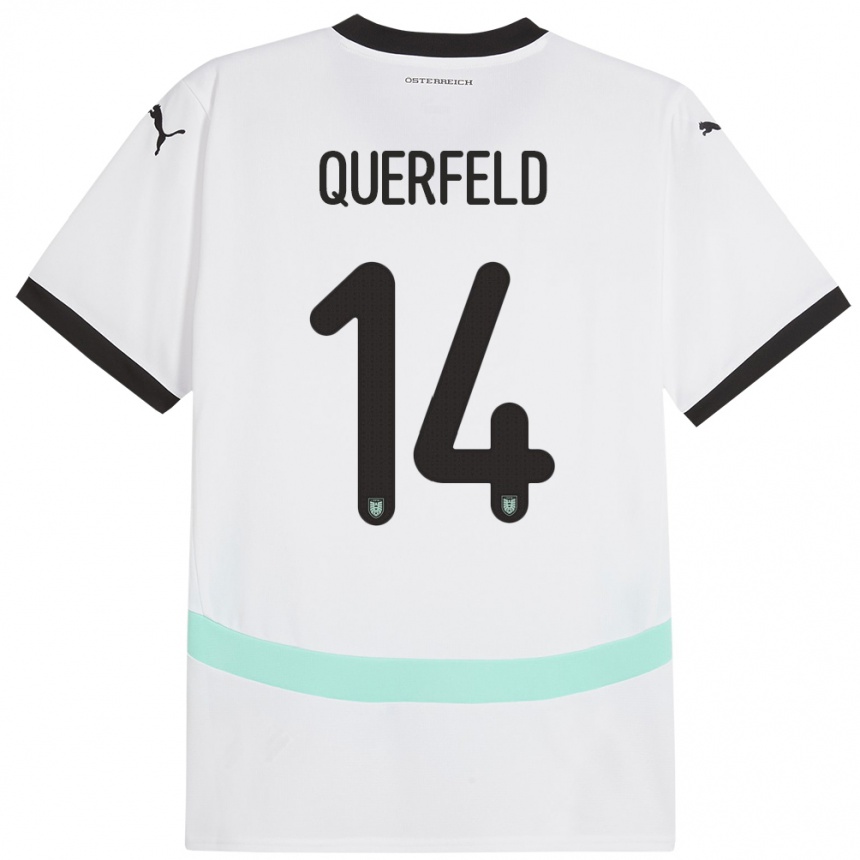 Niño Fútbol Camiseta Austria Leopold Querfeld #14 Blanco 2ª Equipación 24-26 México