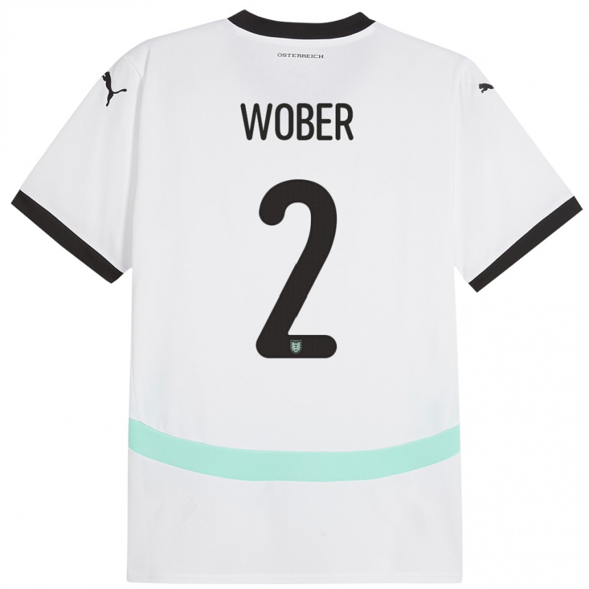 Niño Fútbol Camiseta Austria Maximilian Wöber #2 Blanco 2ª Equipación 24-26 México