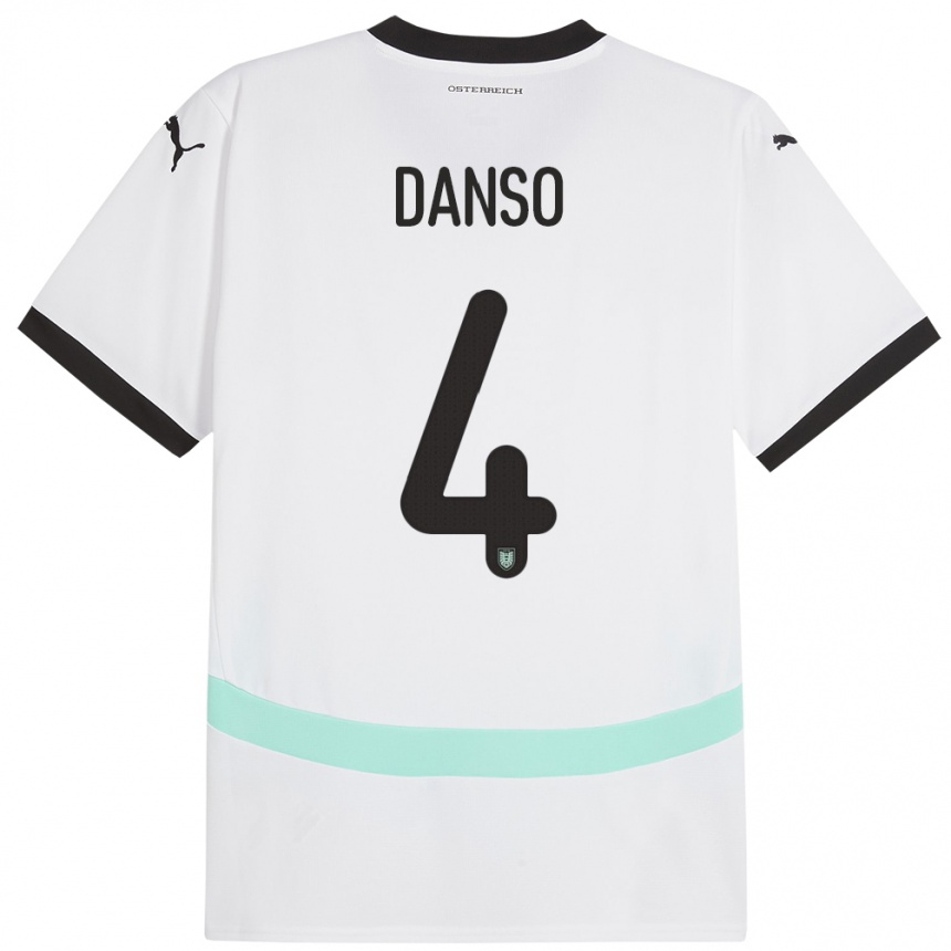 Niño Fútbol Camiseta Austria Kevin Danso #4 Blanco 2ª Equipación 24-26 México