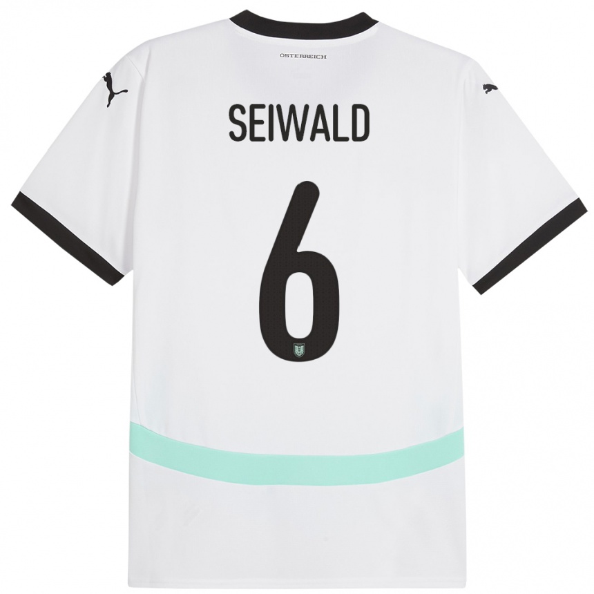 Niño Fútbol Camiseta Austria Nicolas Seiwald #6 Blanco 2ª Equipación 24-26 México