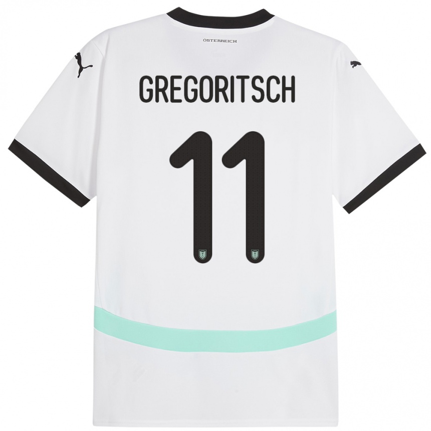 Niño Fútbol Camiseta Austria Michael Gregoritsch #11 Blanco 2ª Equipación 24-26 México