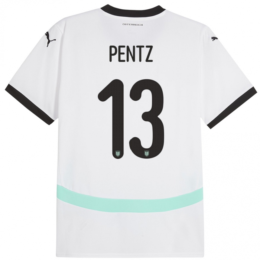 Niño Fútbol Camiseta Austria Patrick Pentz #13 Blanco 2ª Equipación 24-26 México