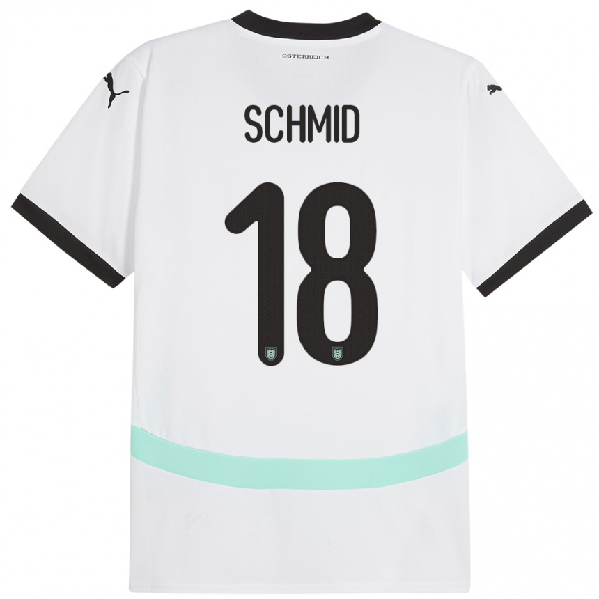 Niño Fútbol Camiseta Austria Romano Schmid #18 Blanco 2ª Equipación 24-26 México