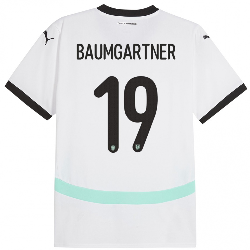 Niño Fútbol Camiseta Austria Christoph Baumgartner #19 Blanco 2ª Equipación 24-26 México