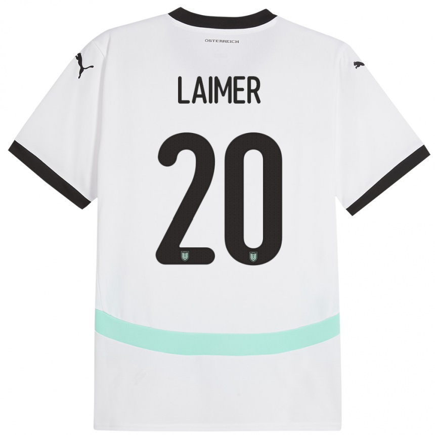 Niño Fútbol Camiseta Austria Konrad Laimer #20 Blanco 2ª Equipación 24-26 México