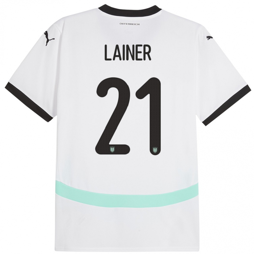 Niño Fútbol Camiseta Austria Stefan Lainer #21 Blanco 2ª Equipación 24-26 México