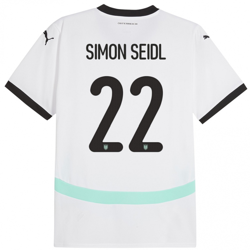 Niño Fútbol Camiseta Austria Simon Seidl #22 Blanco 2ª Equipación 24-26 México