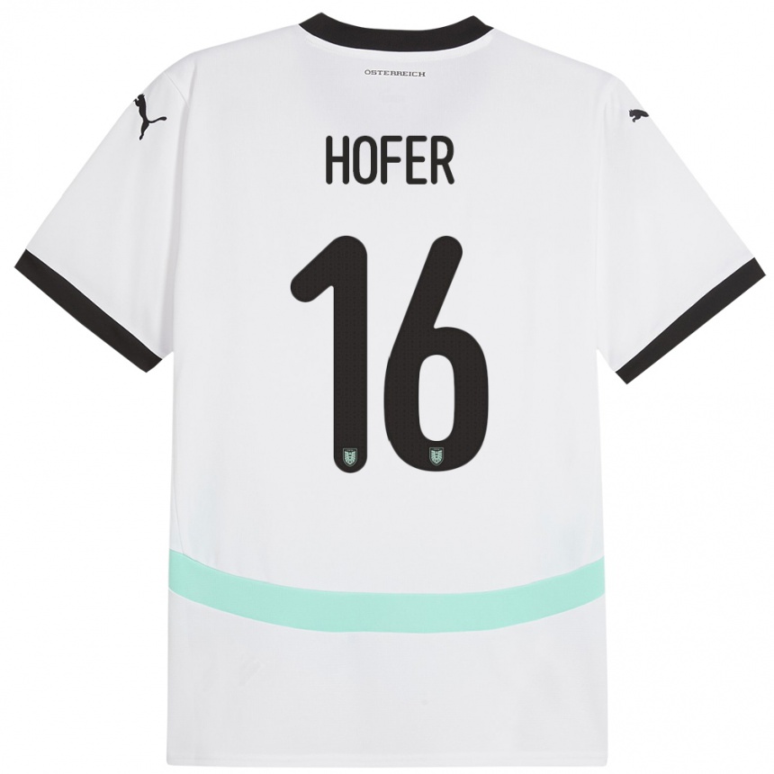 Niño Fútbol Camiseta Austria Raphael Hofer #16 Blanco 2ª Equipación 24-26 México